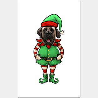 English Mastiff Christmas Elf Posters and Art